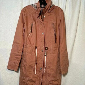Johnston & Murphy coral/pink relaxed cotton trench coat size XS